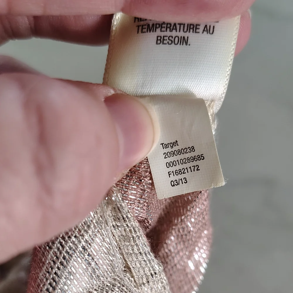 Target Metallic Shimmery Pink Silver and  Cream Scarf With Fringe Vintage